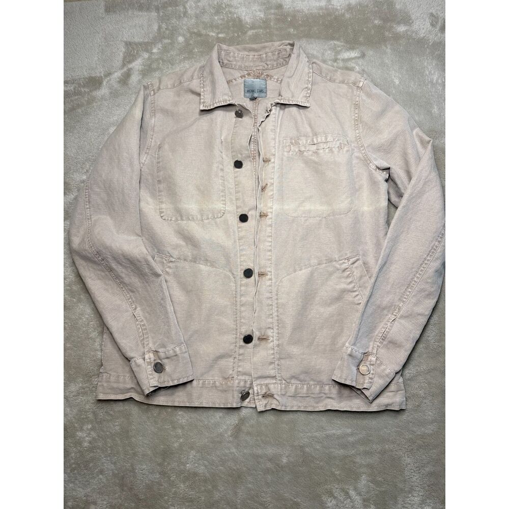 Michael Stars Linen Cotton Lightweight Jacket Womens S Brown Beige Tan Button